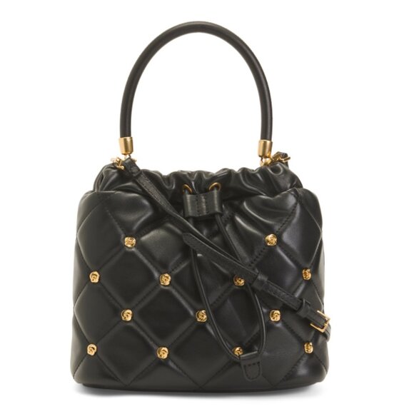 TED BAKER Black Leather Jenny Studded Shoulder Bag - Picture 1 of 2